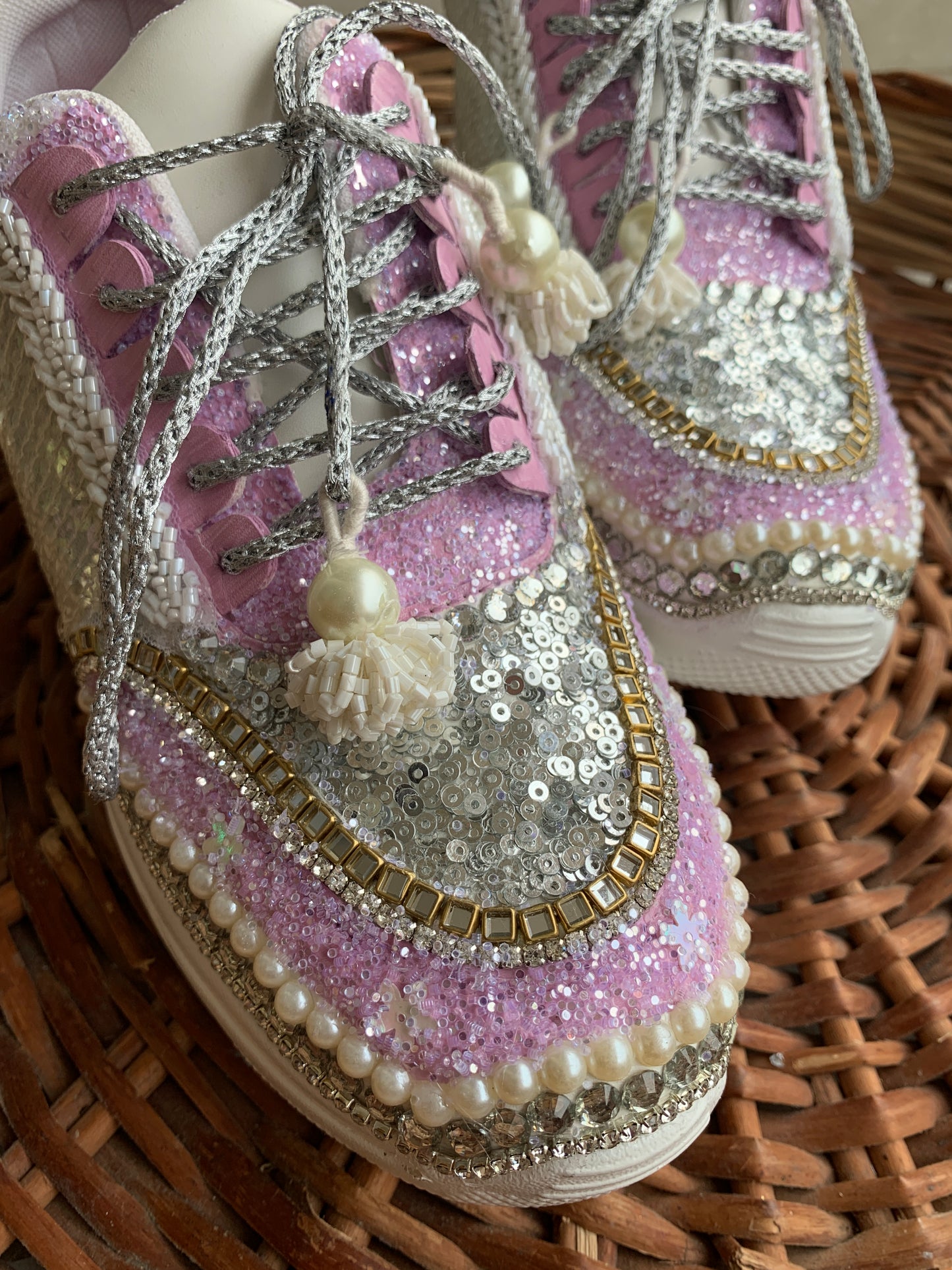 Funky N Trendy hand crafted purple theme bridal sneakers/ bridesmaid sneaker / lavender sneakers/ lilac sneakers