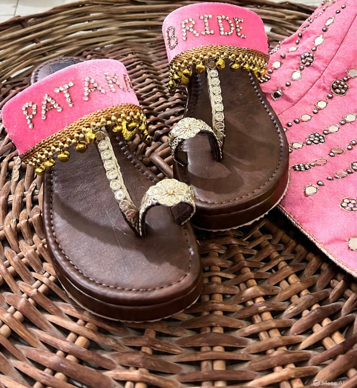 FUNKY N TRENDY Pataka Dulhan Heel Kolhapuri/ pataka dulhan heels/ pink heels/ pink kolhapuris/ heels for haldi ceremony/ haldi footwear