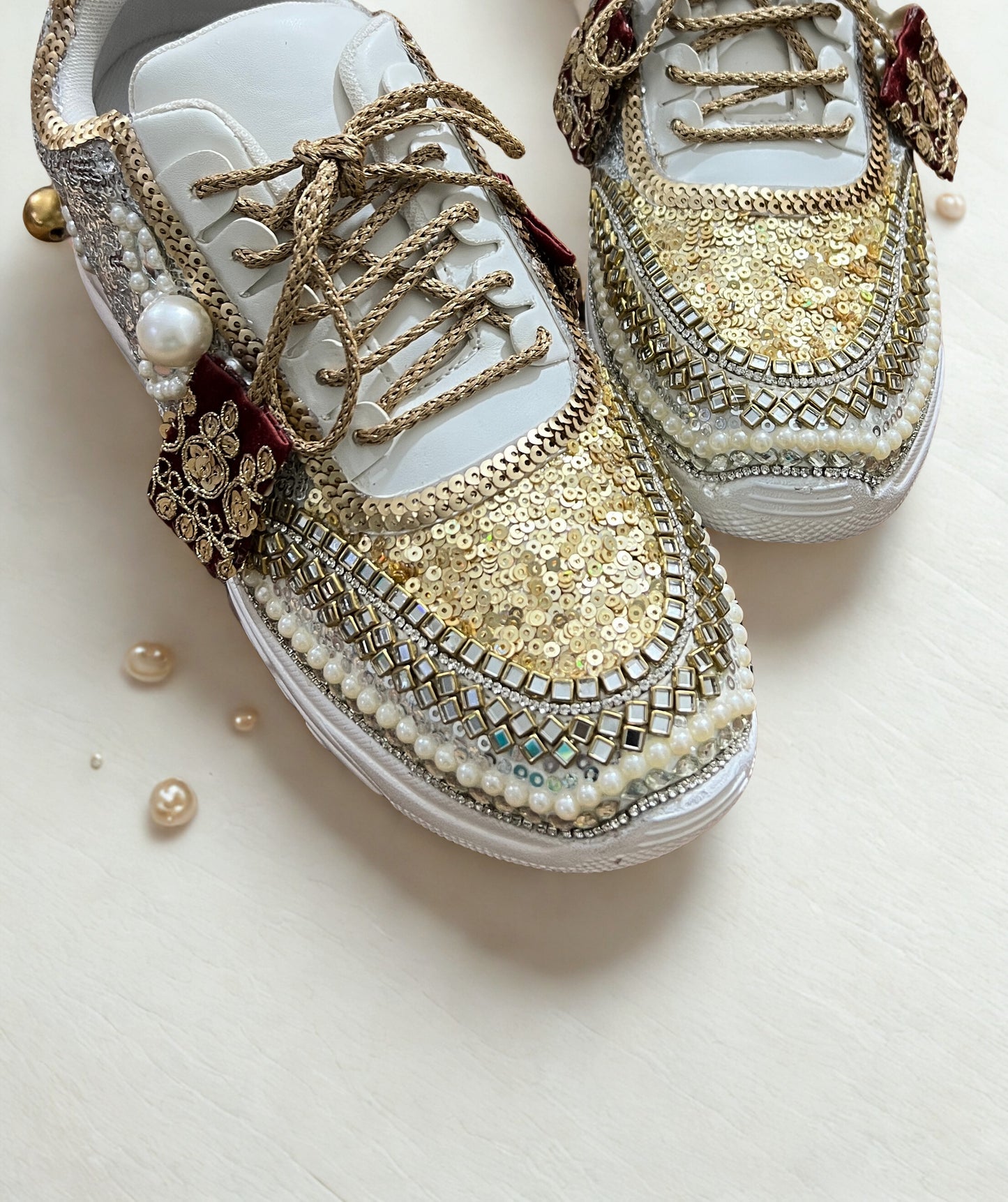 FUNKY N TRENDY dual tone bridal sneakers / Silver sneakers / gold sneakers
