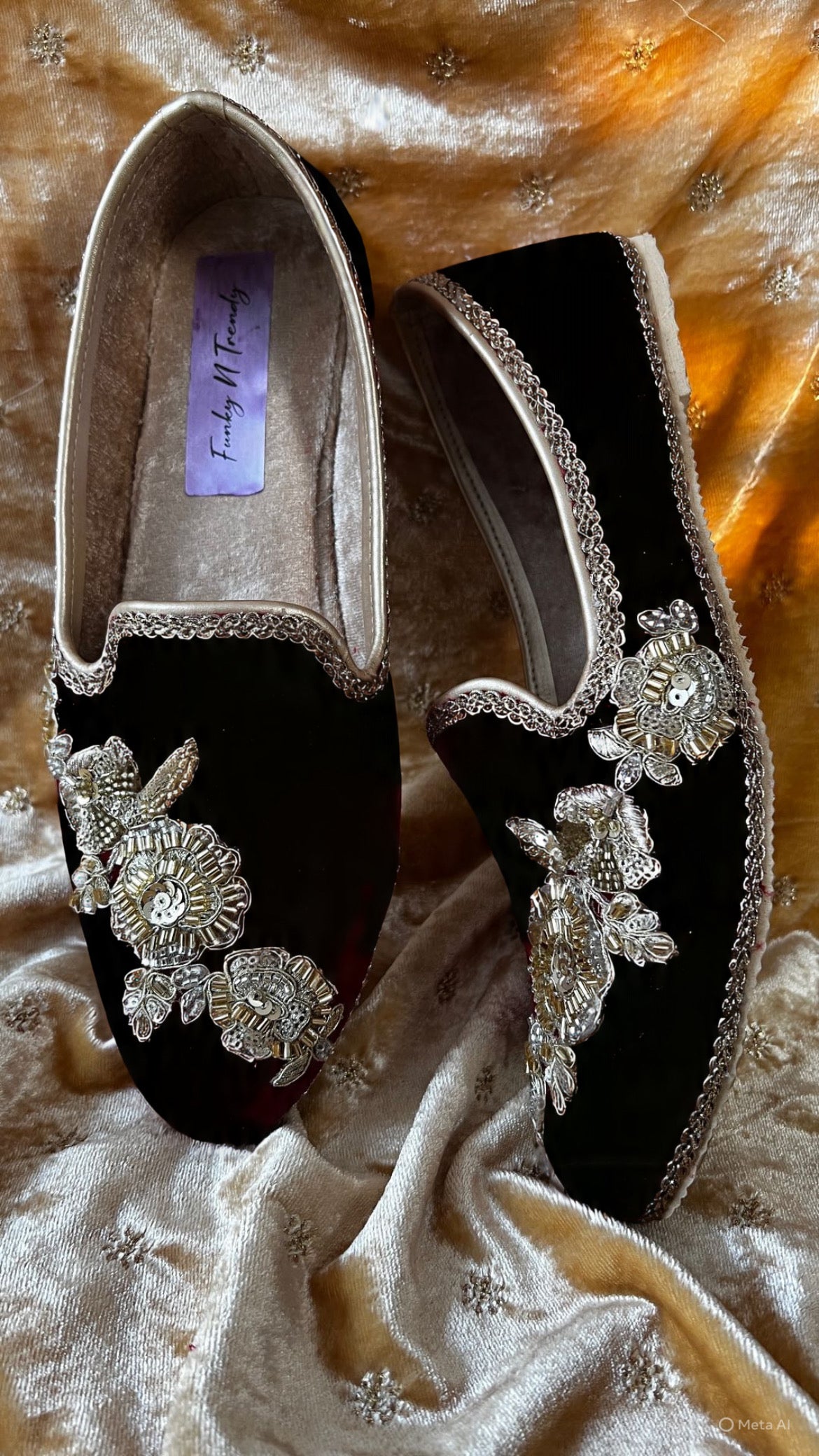 FUNKY N TRENDY groom shoes hand crafted groom shoes/black loafers for groom/black shoes for sherwani / mojaris for groom / men shoes/ groom footwear