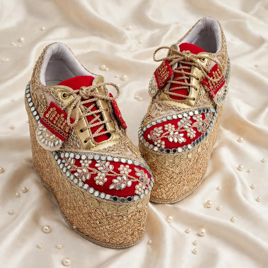 Royal Heights Bridal Sneakers – 6 Inch Embroidered Wedge Sneakers