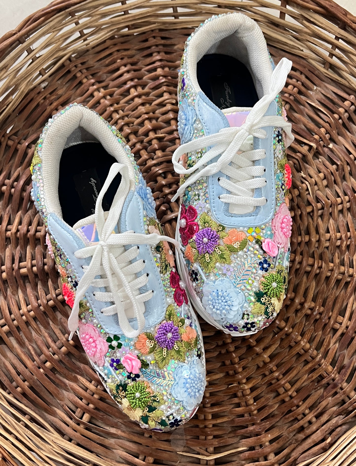 FUNKY N TRENDY Blue Garden sneakers - best for mahendi , sangeet carnival