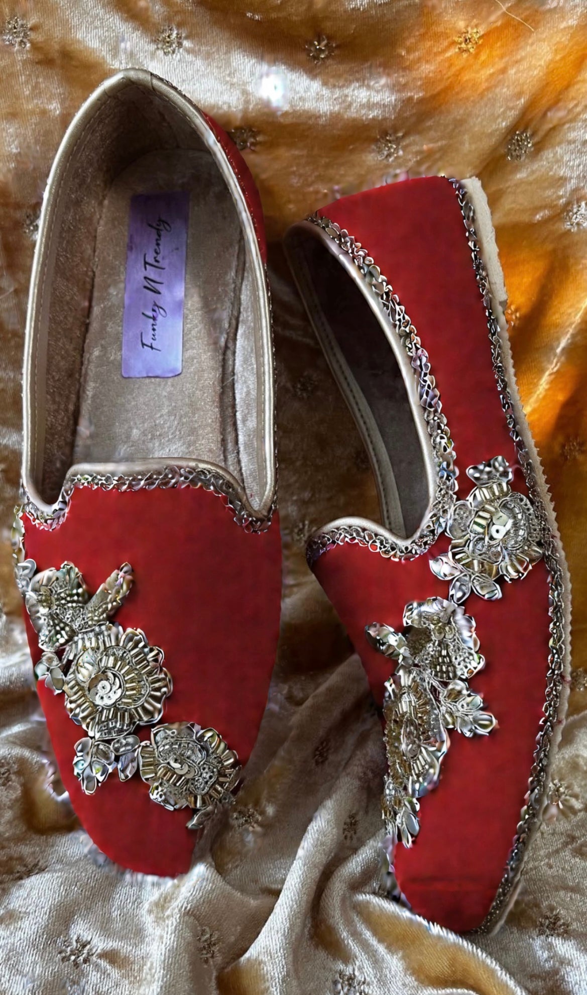 Funky N Trendy Couple sneakers / Red shoes for bride and groom / couple combo