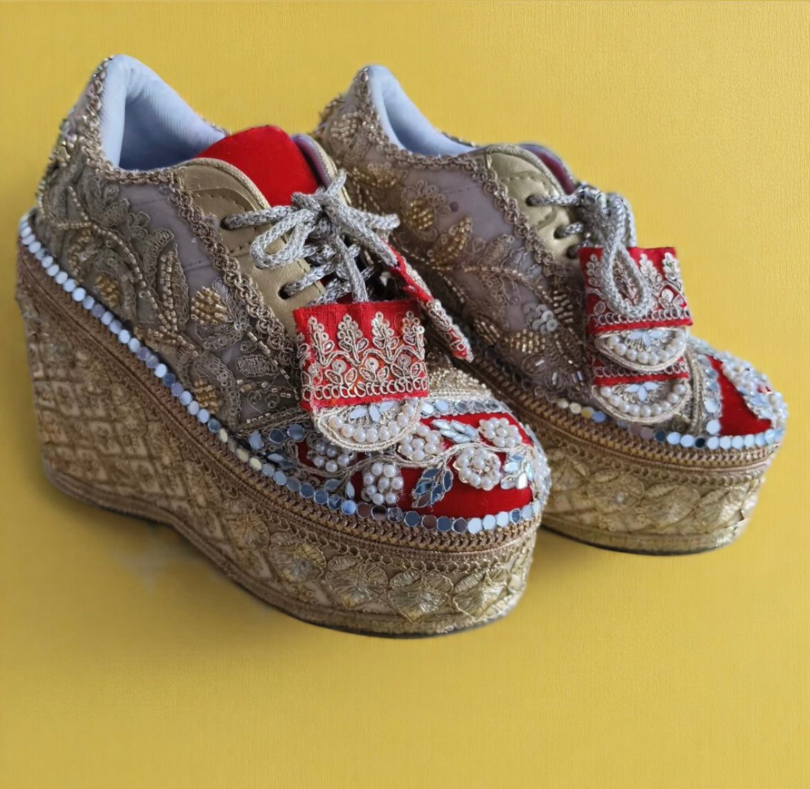 FUNKY N TRENDY bridal sneakers - wedge sneakers 4.5 inch height