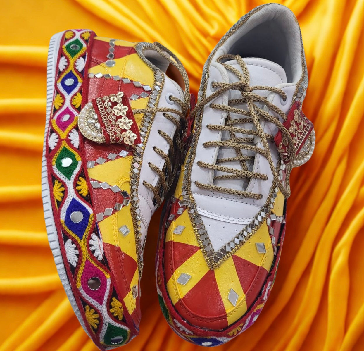 FUNKY N TRENDY “Handcrafted Kutch Mirror Sneakers – Garba Special”