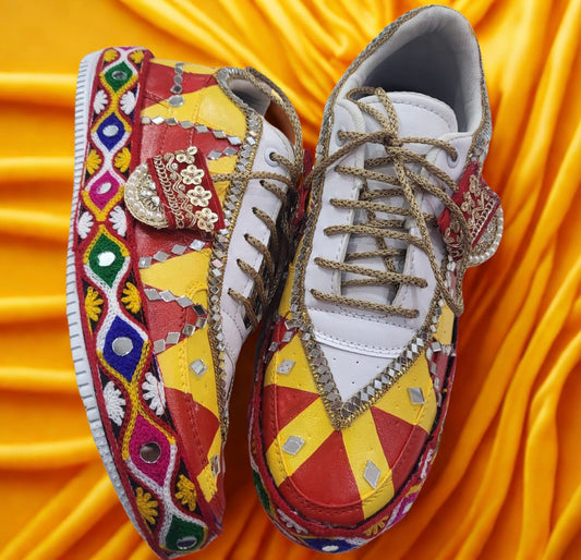 FUNKY N TRENDY “Handcrafted Kutch Mirror Sneakers – Garba Special”