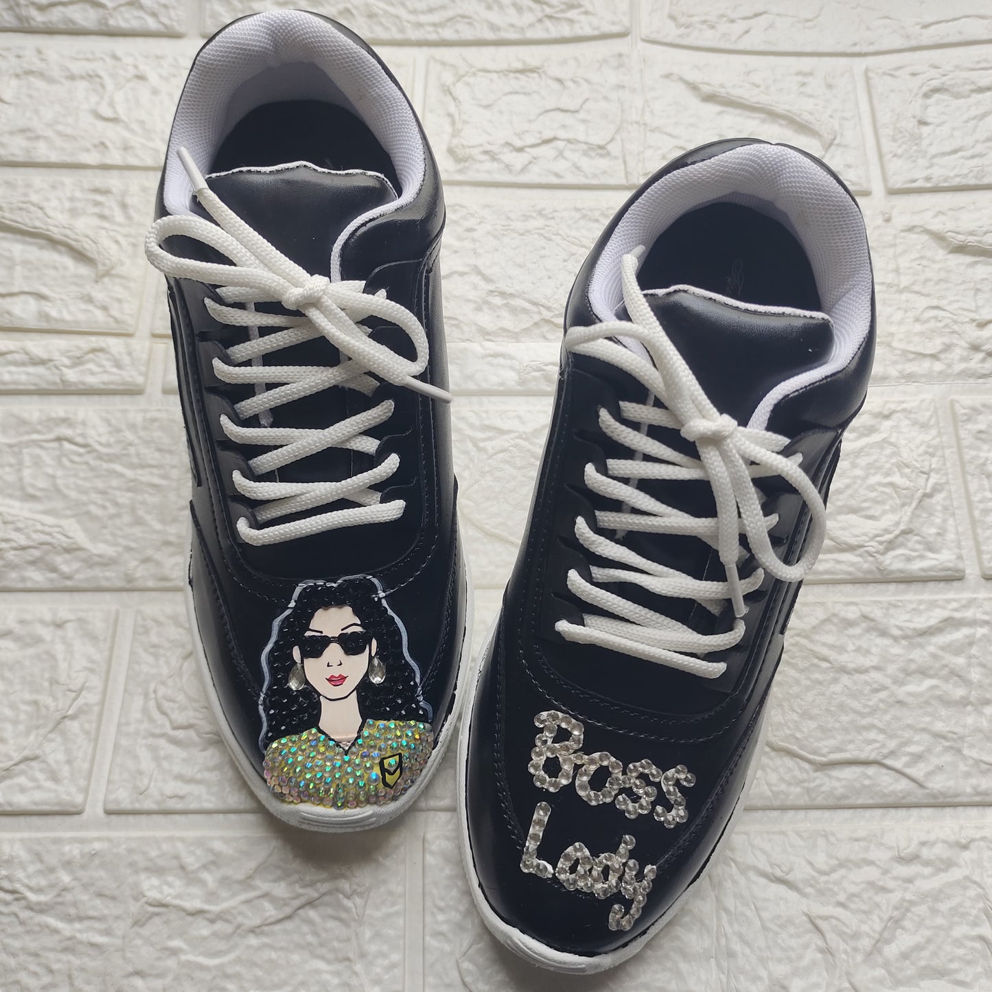 Funky N Trendy hand painted water resistant boss lady theme casual shoes
