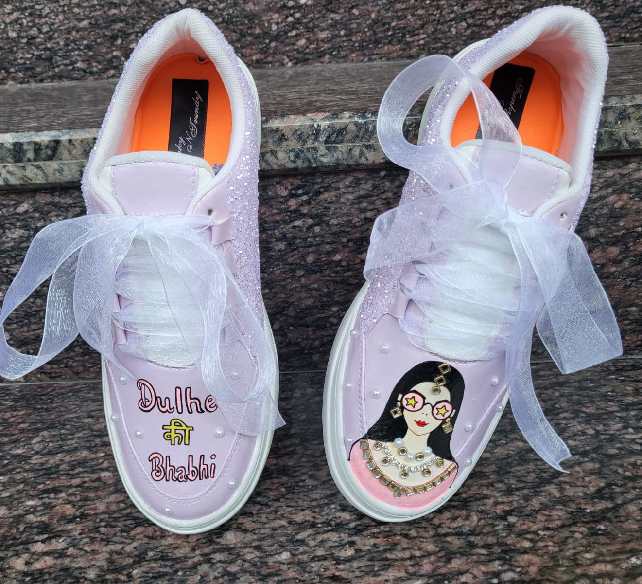 FUNKY N TRENDY hand painted water resistant wedding theme shoes for Dulhe ki Bhabhi / handcrafted shoes / quirky shoes/ bridesmaid shoes/purple