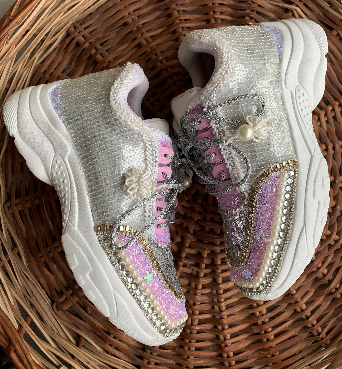Funky N Trendy hand crafted purple theme bridal sneakers/ bridesmaid sneaker / lavender sneakers/ lilac sneakers