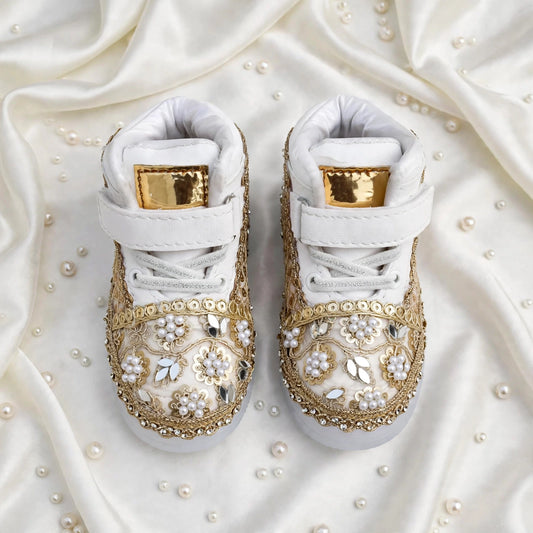 Sitara Noor – Pearl & Mirror Wedding Sneakers for Baby Girls & Flower Girls / Lahenga sneakers