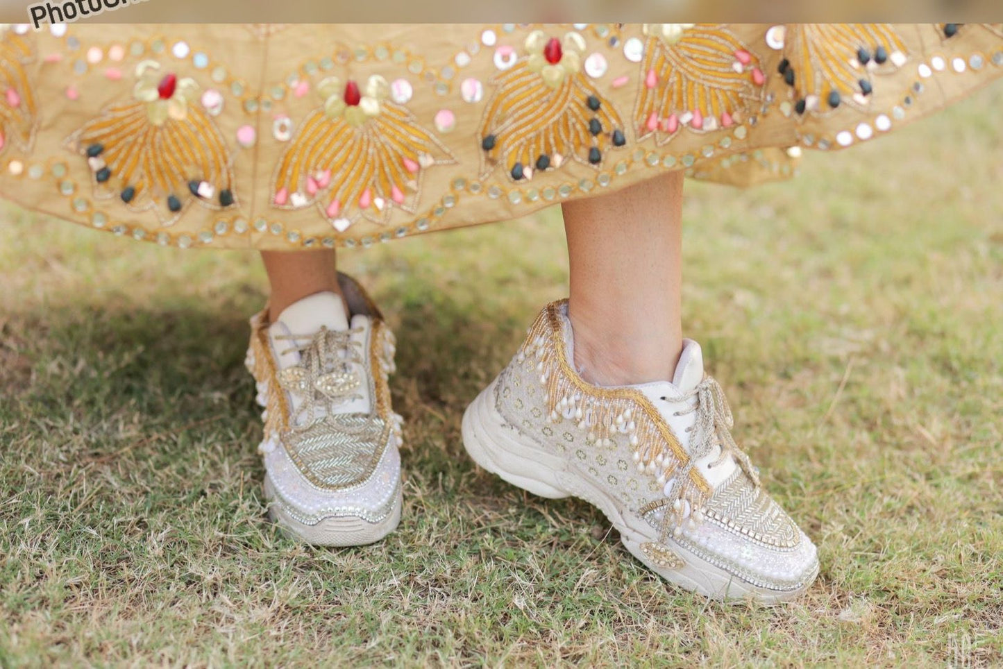 FUNKY N TRENDY gold and silver sneakers for brides / silver sneakers for bridesmaids/ gold sneakers / bridal sneakers / bridesmaid sneakers/ golden hand work sneakers