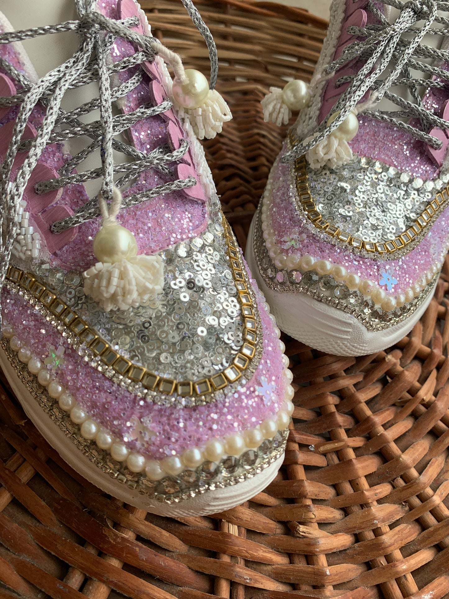Funky N Trendy hand crafted purple theme bridal sneakers/ bridesmaid sneaker / lavender sneakers/ lilac sneakers
