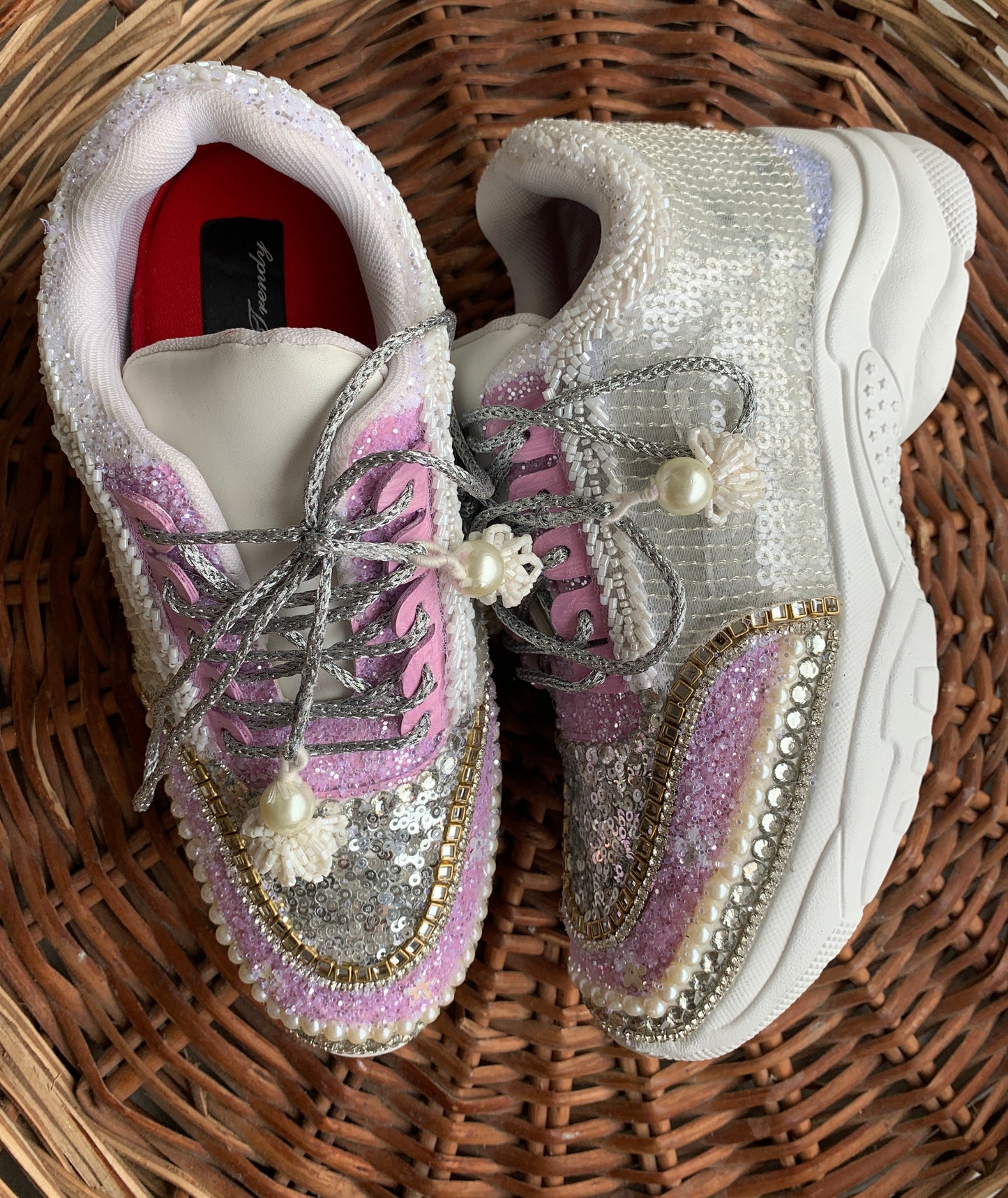 Funky N Trendy hand crafted purple theme bridal sneakers/ bridesmaid sneaker / lavender sneakers/ lilac sneakers