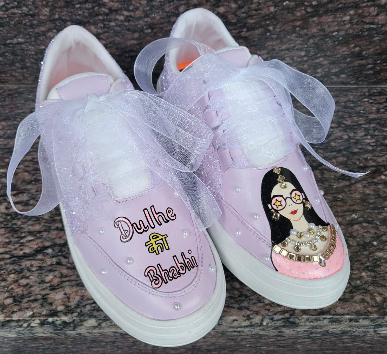 FUNKY N TRENDY hand painted water resistant wedding theme shoes for Dulhe ki Bhabhi / handcrafted shoes / quirky shoes/ bridesmaid shoes/purple