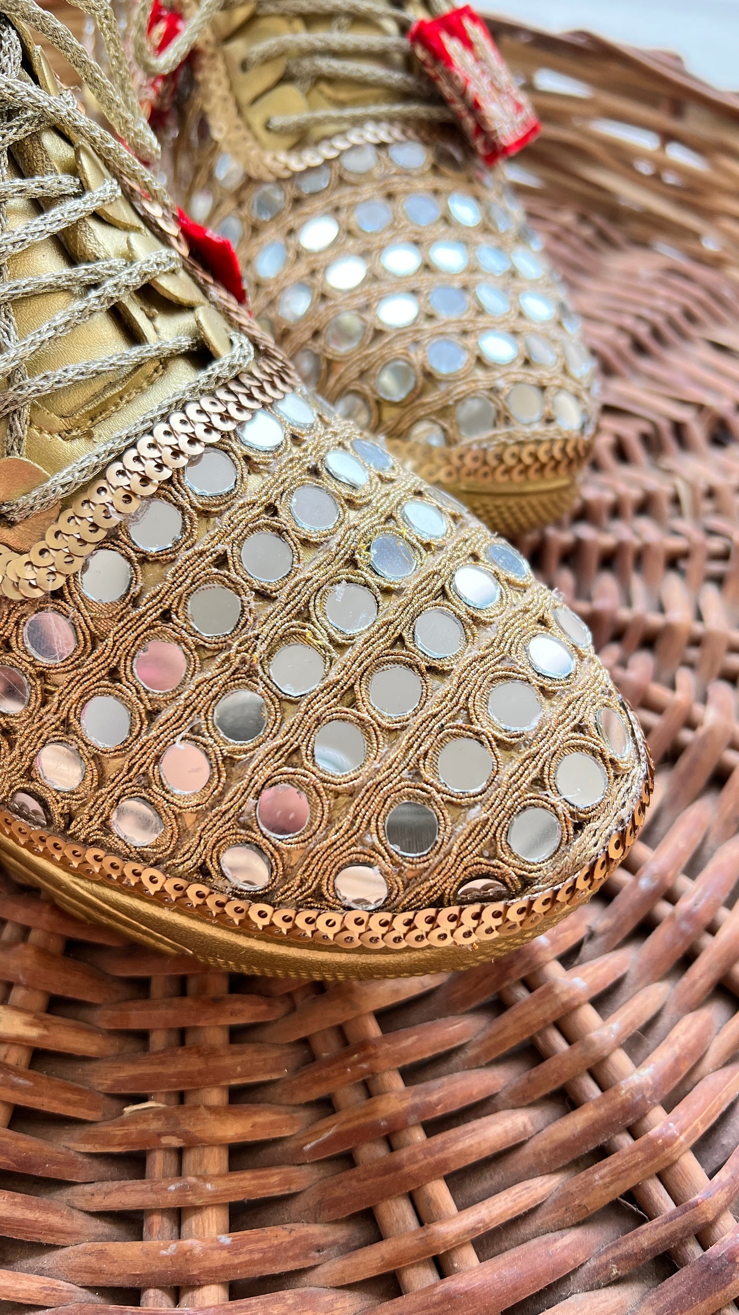 FUNKY N TRENDY gold mirror heeled sneakers for brides and bridesmaids
