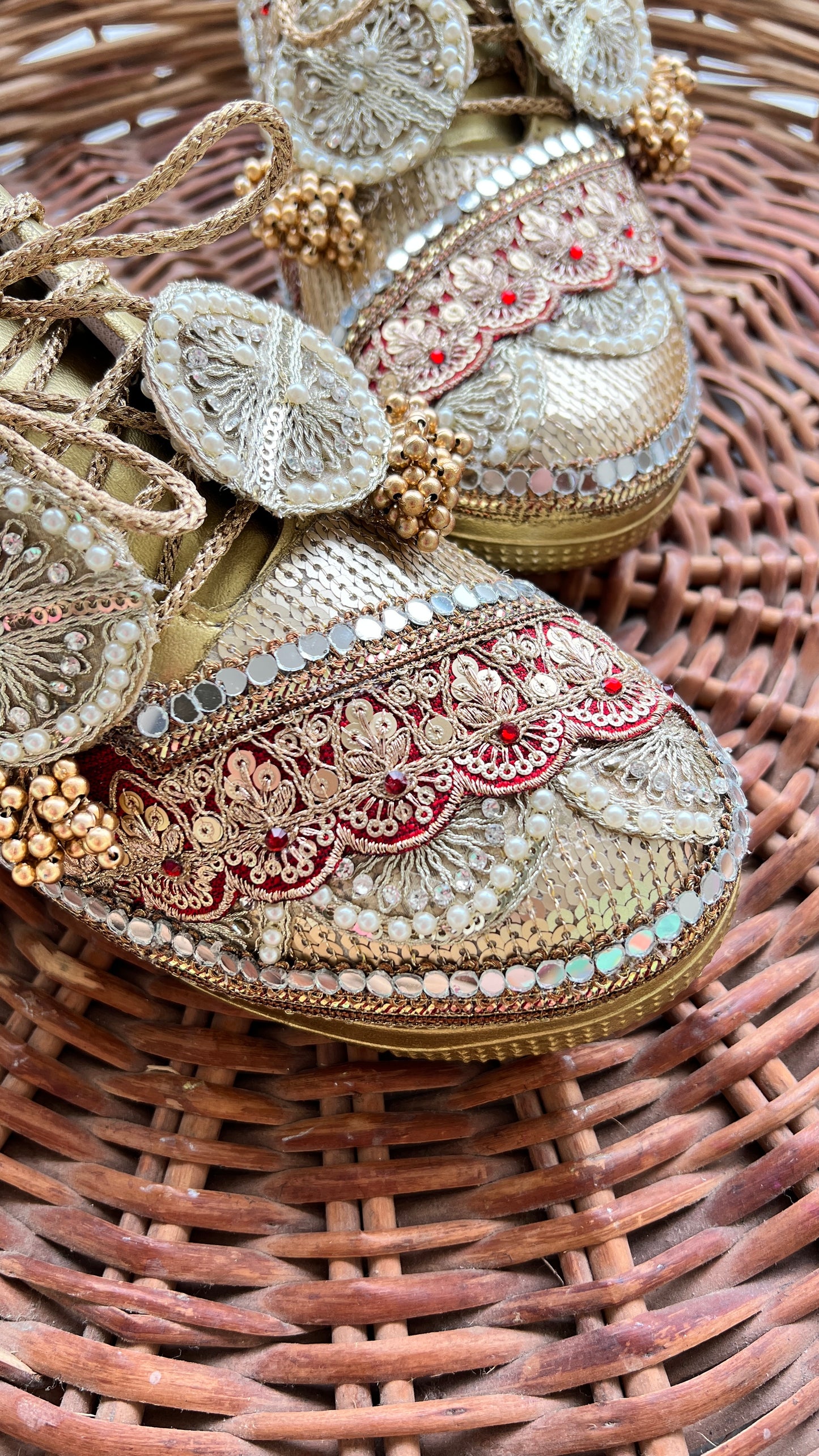 Funky N Trendy Maroon & Gold embroidery work bridal sneakers/ bridesmaid sneaker / golden sneakers/ Maroon sneakers / gold shoes