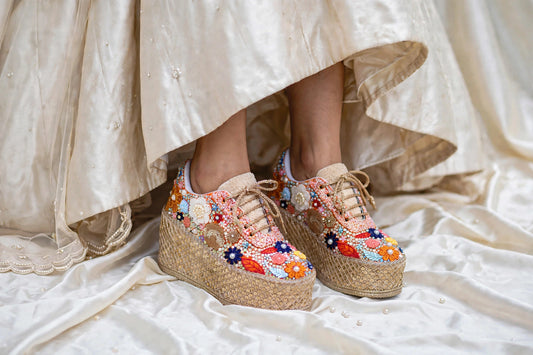 Floral Embroidery Bridal Sneakers – Elegant Wedding Shoes for Bride