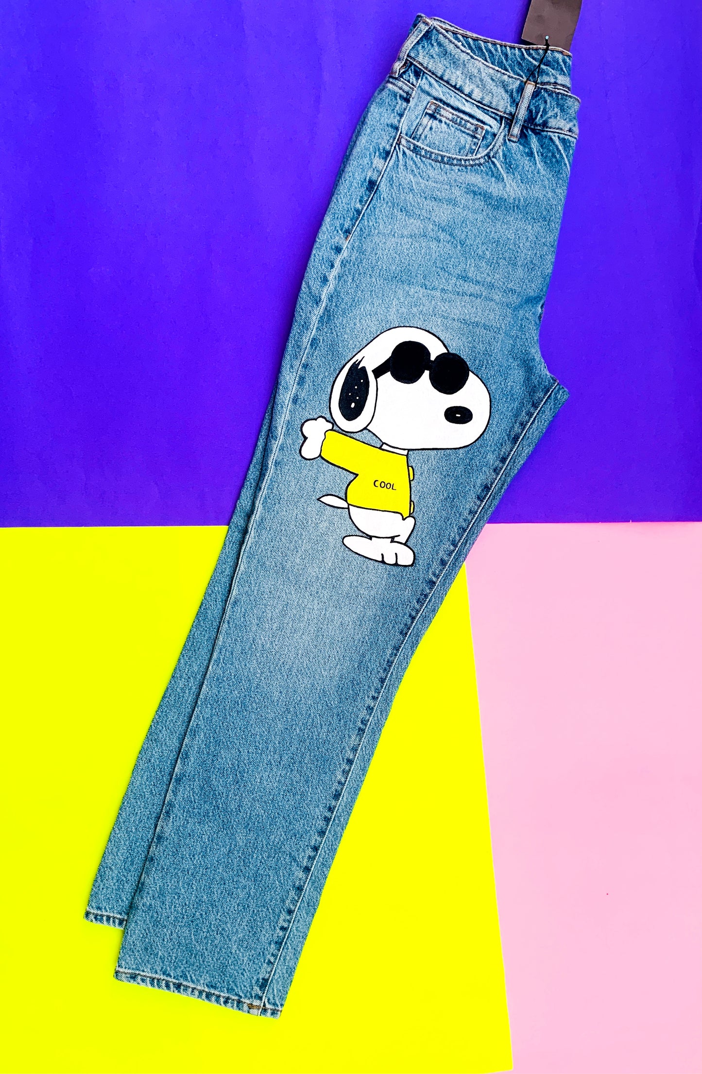Funky N Trendy hand painted snoopy theme denim jeans for women