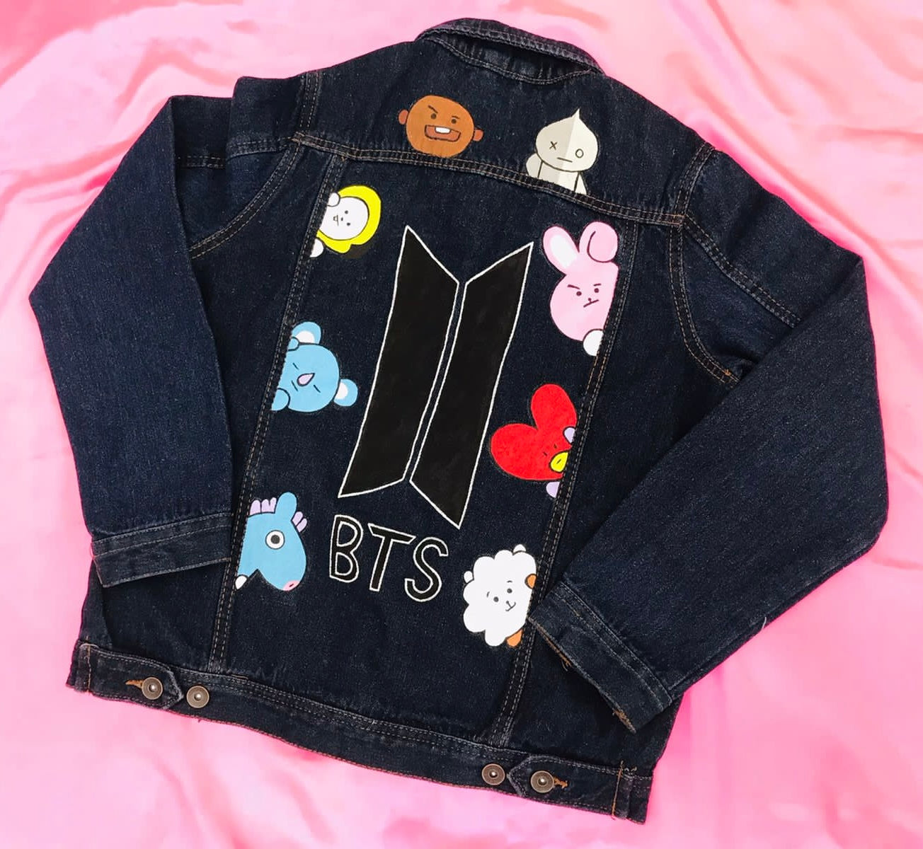Funky N Trendy hand painted BTS theme blue denim jacket
