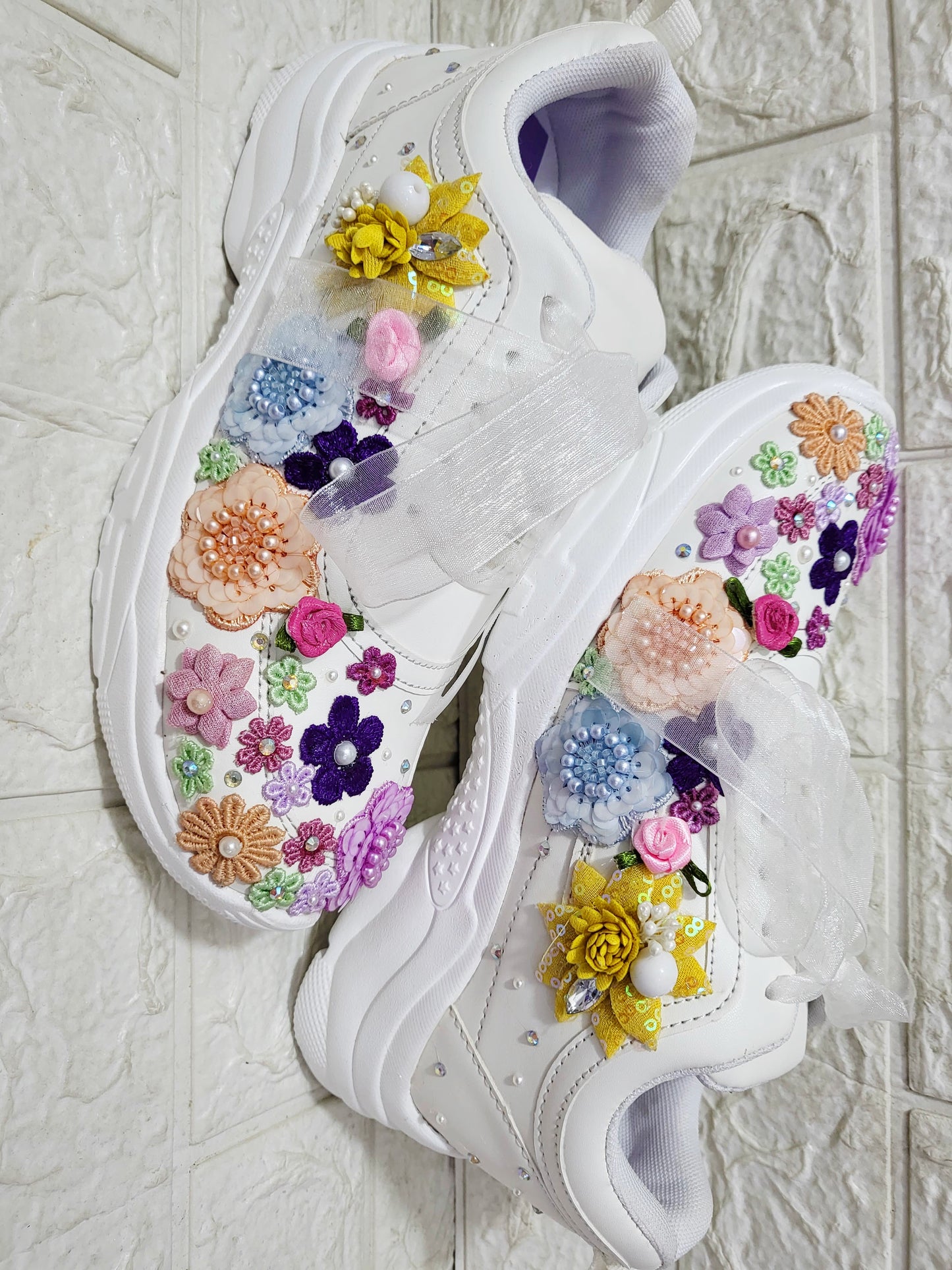 FUNKY N TRENDY multi colored floral theme bridal sneakers / bridesmaid sneakers/floral sneakers / multi color sneakers / versatile sneakers / haldi mehendi sneakers