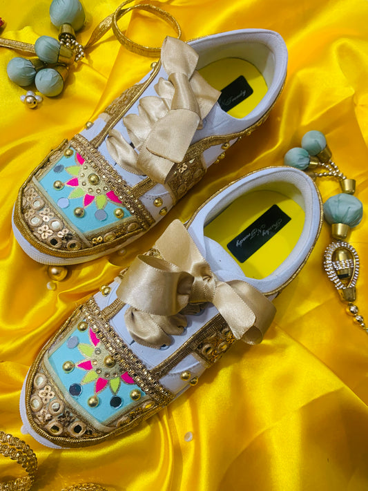 FUNKY N TREND “Handcrafted Sneakers – Haldi Special”
