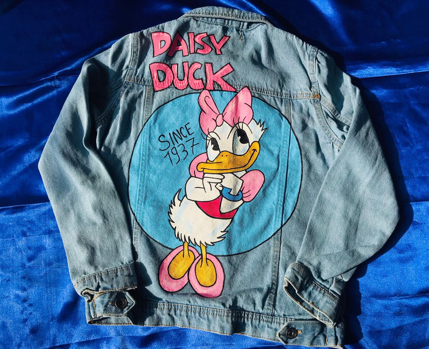 Funky N Trendy hand painted blue denim jacket for women