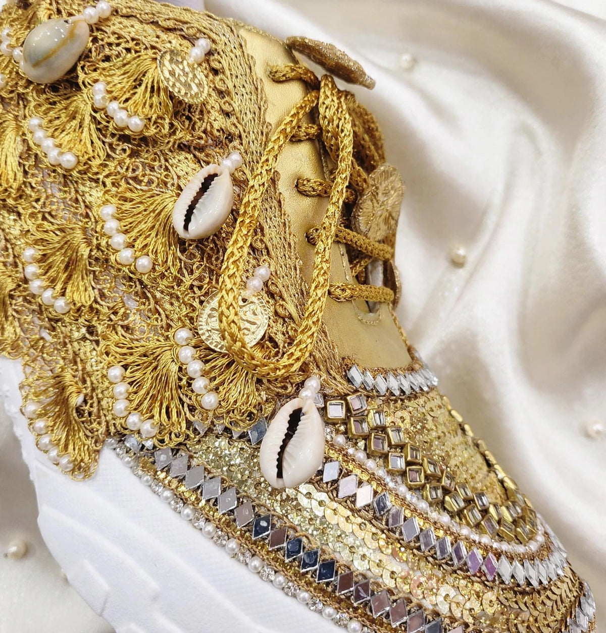 FUNKY N TRENDY gold sneakers for brides / gold sneakers for bridesmaids/ gold sneakers / bridal sneakers / bridesmaid sneakers/ golden hand work sneakers / gold sneakers / embroidered sneakers