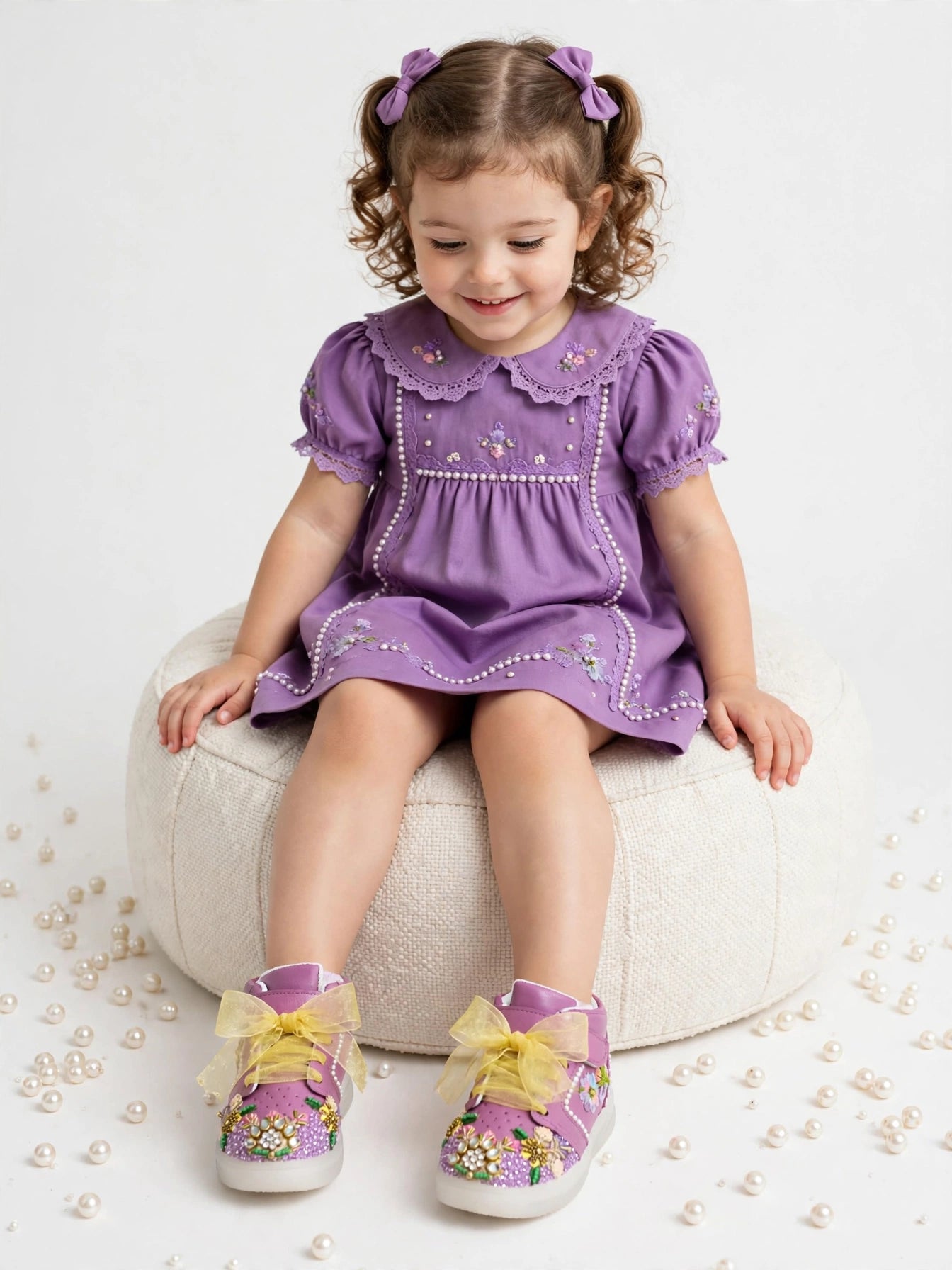 Funky N Trendy purple pink embroidery sneakers/kids sneakers/ embroidery shoes / kids shoes/ purple sneakers / purple shoes for kids/handmade sneakers for kids