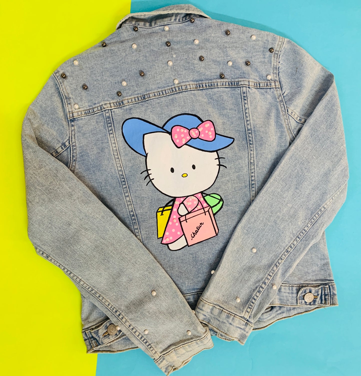 Funky N Trendy hand painted black denim jacket for women