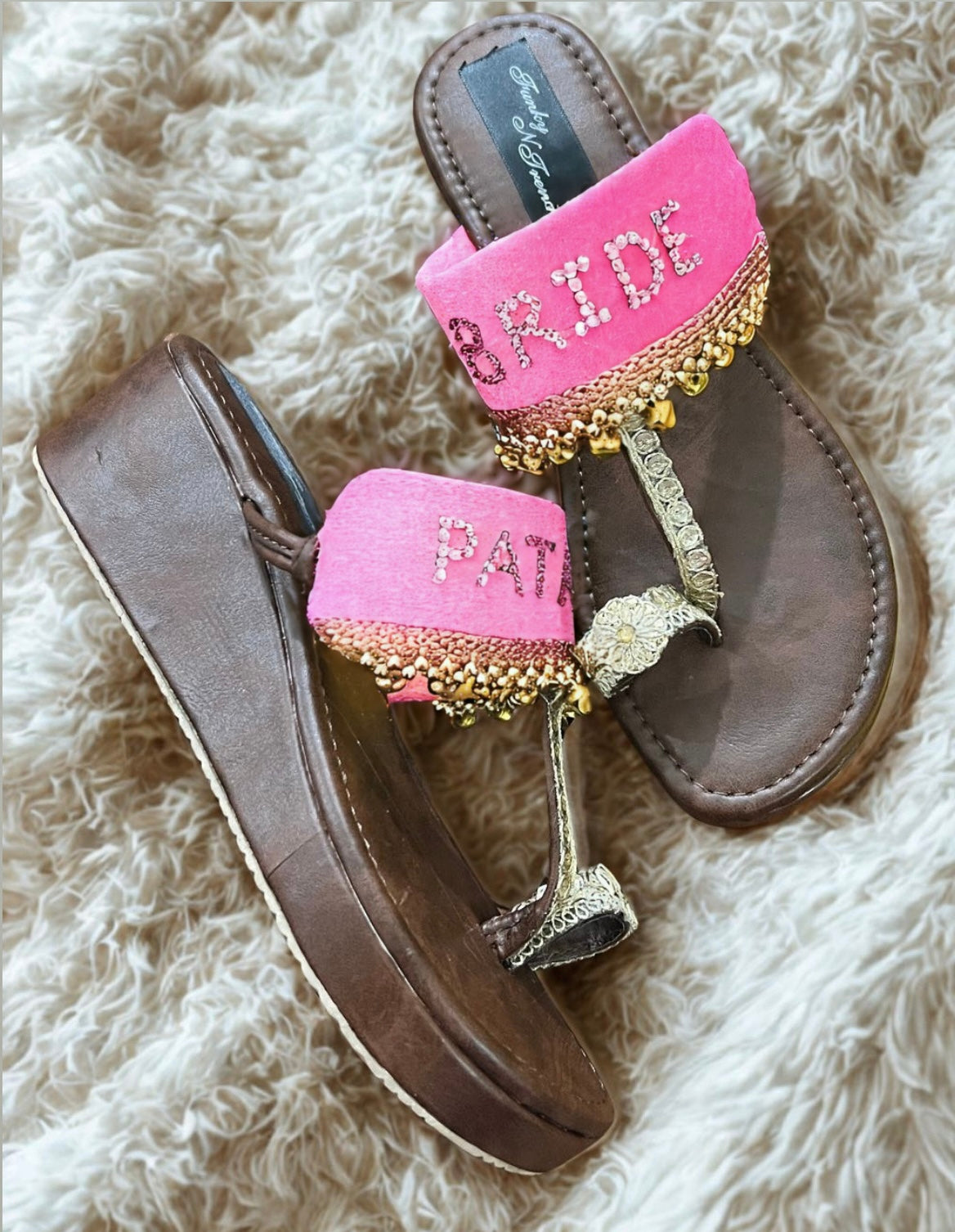 FUNKY N TRENDY Pataka Dulhan Heel Kolhapuri/ pataka dulhan heels/ pink heels/ pink kolhapuris/ heels for haldi ceremony/ haldi footwear