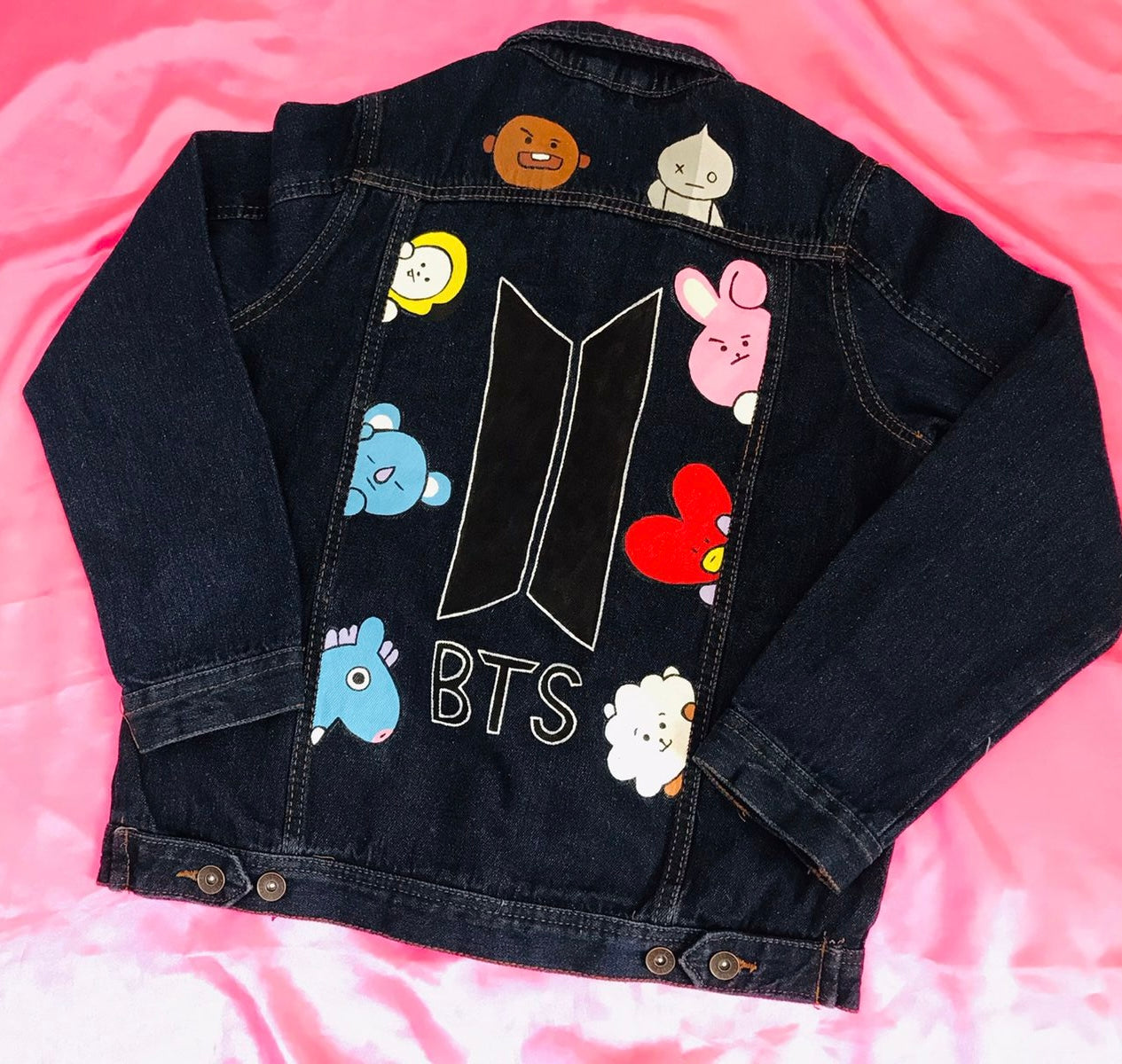 Funky N Trendy hand painted BTS theme blue denim jacket