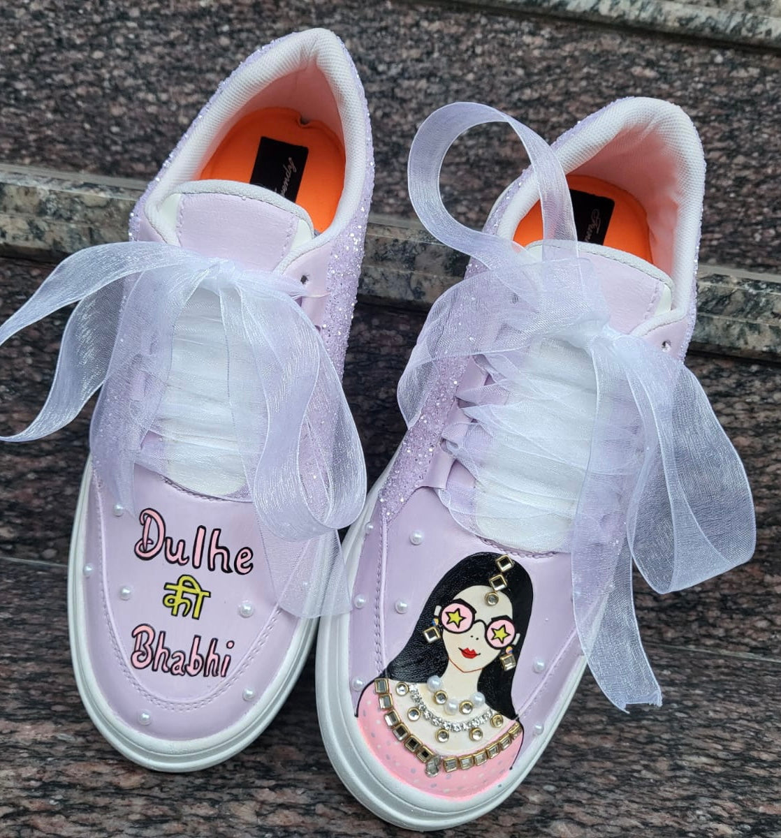 FUNKY N TRENDY hand painted water resistant wedding theme shoes for Dulhe ki Bhabhi / handcrafted shoes / quirky shoes/ bridesmaid shoes/purple