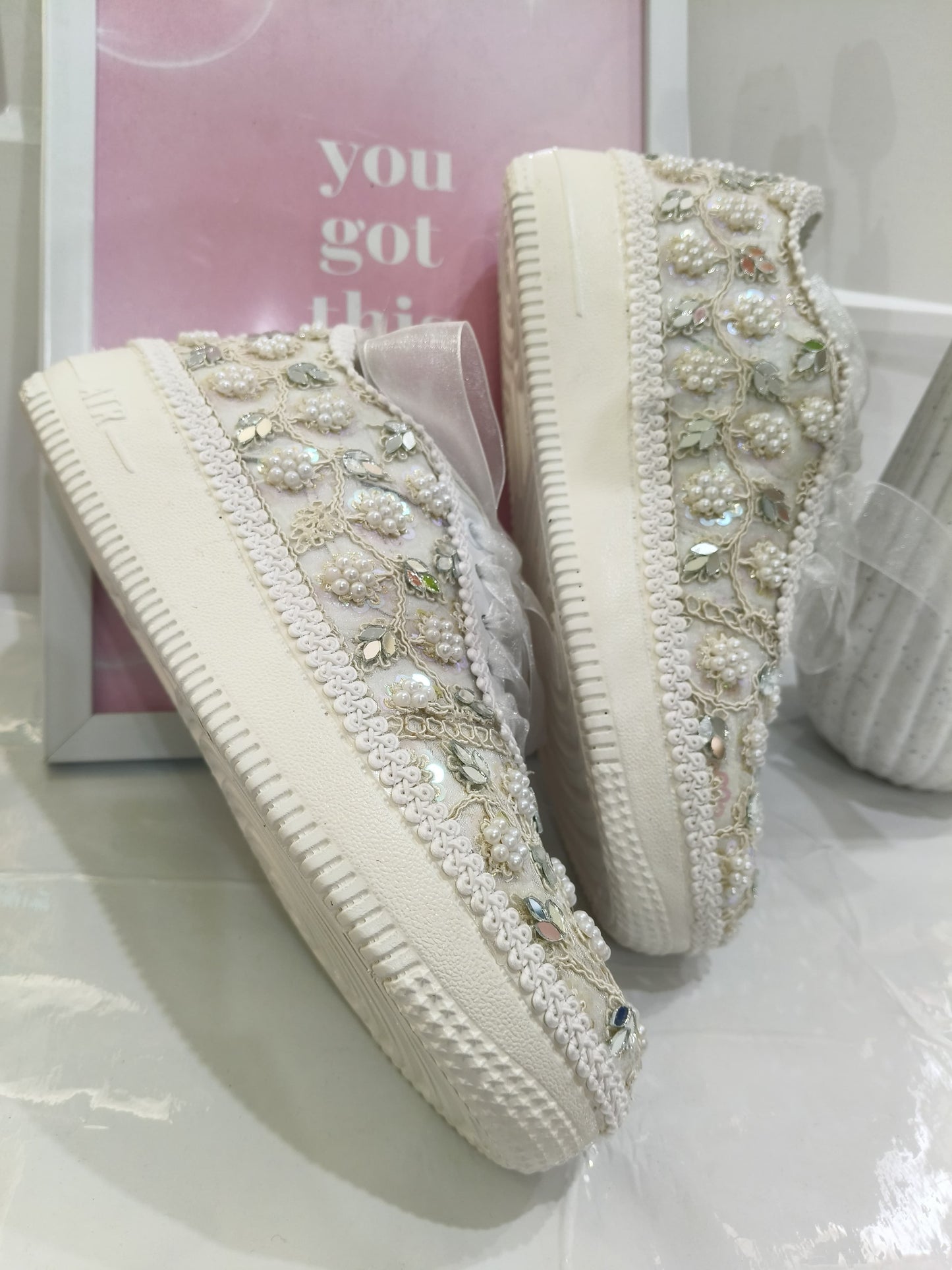 Pearl Embellished Bridal Sneakers – Handmade Wedding Shoes for Brides & Bridesmaids
