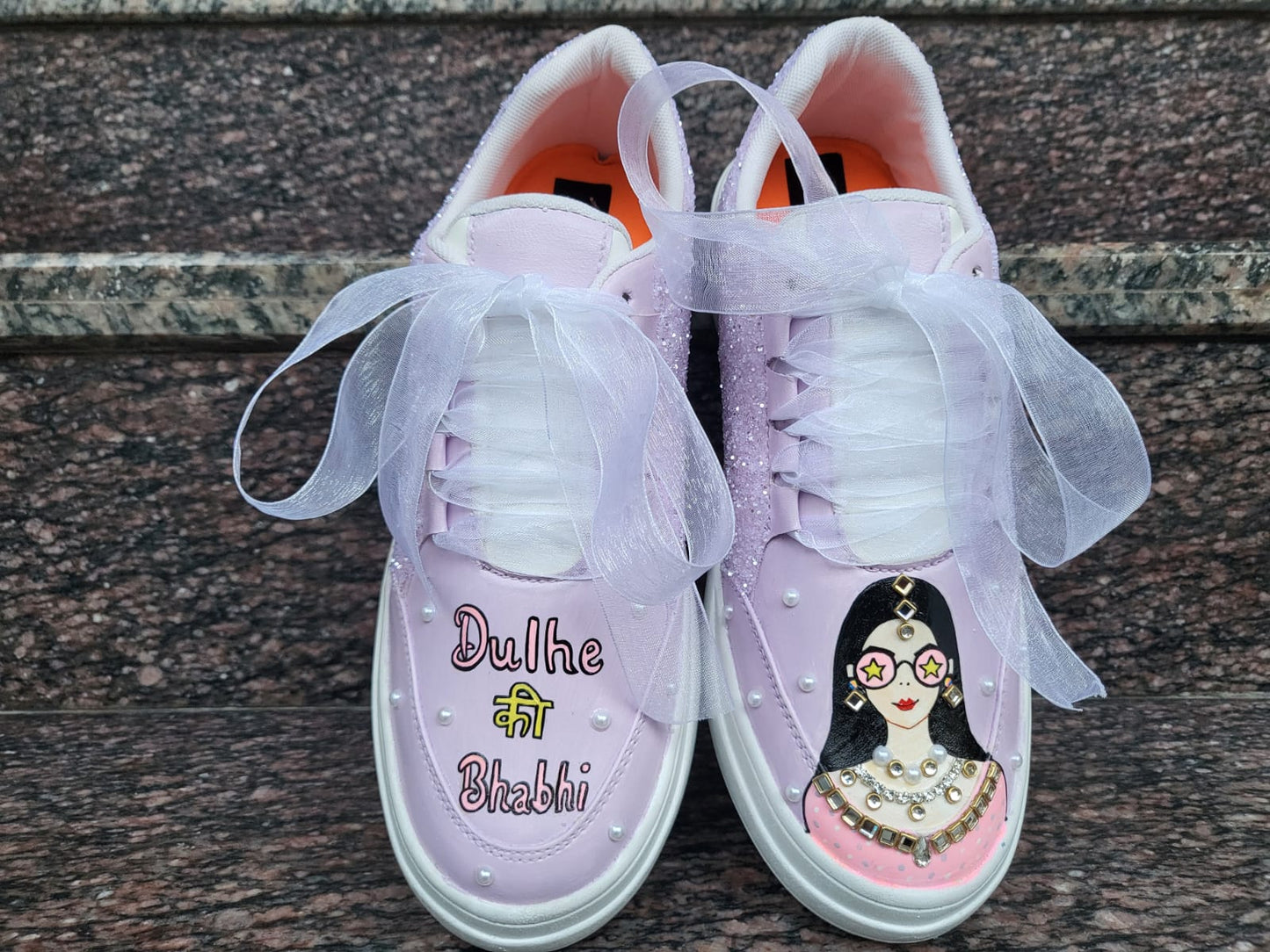 FUNKY N TRENDY hand painted water resistant wedding theme shoes for Dulhe ki Bhabhi / handcrafted shoes / quirky shoes/ bridesmaid shoes/purple