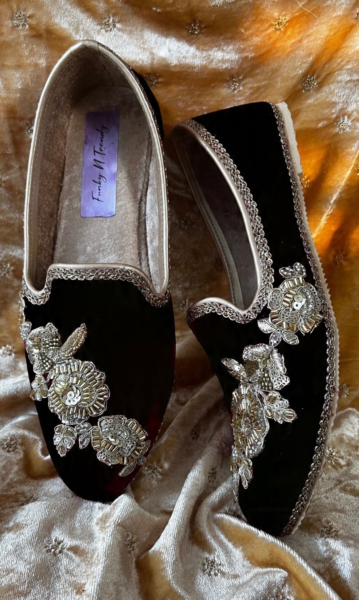 Funky N Trendy Couple sneakers / black shoes for bride and groom / couple combo