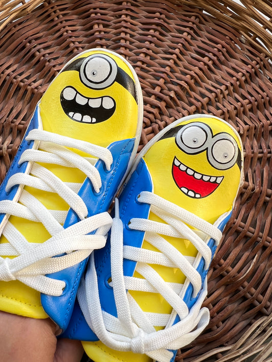 Funky N Trendy hand painted water resistant yellow shoes