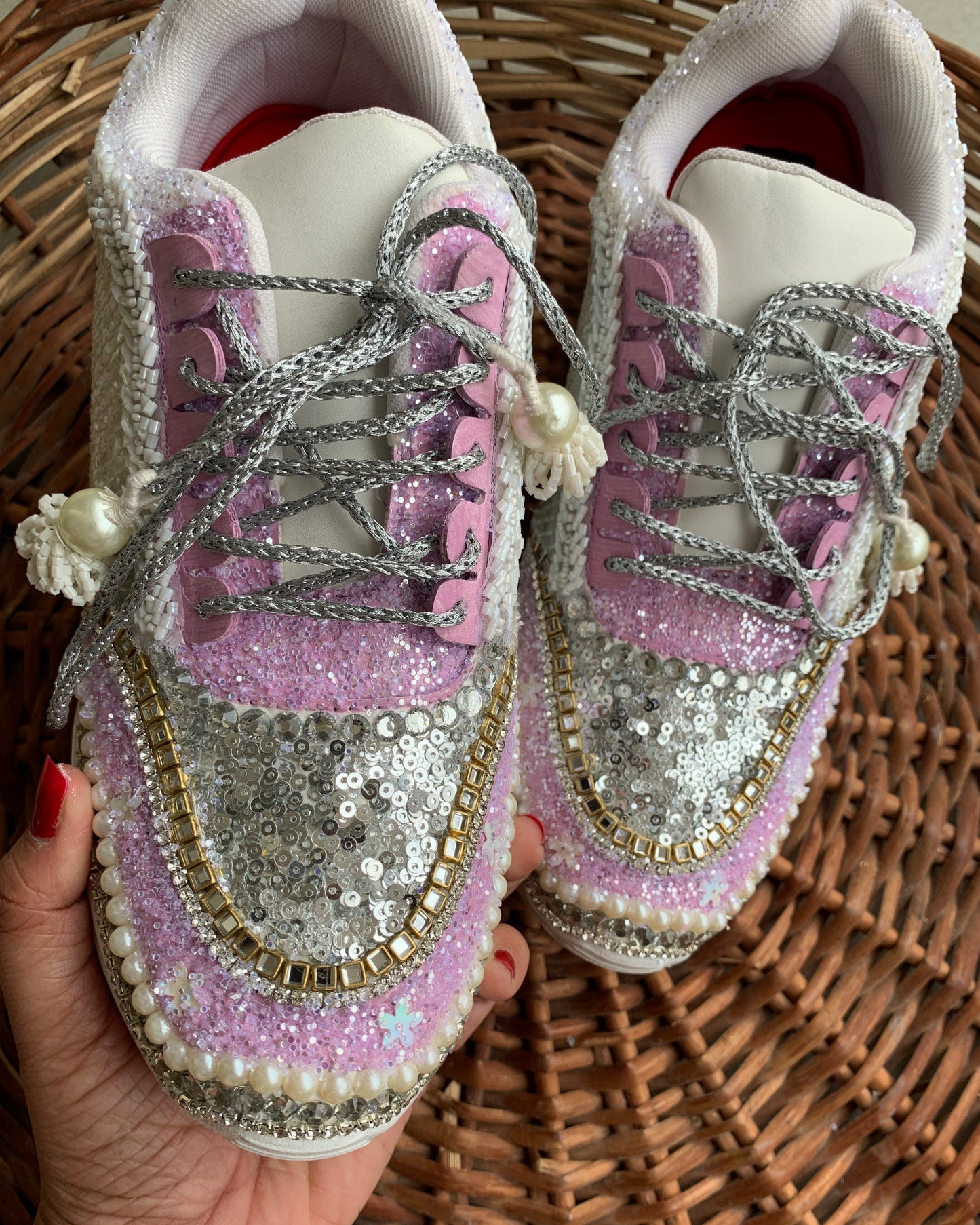 Funky N Trendy hand crafted purple theme bridal sneakers/ bridesmaid sneaker / lavender sneakers/ lilac sneakers