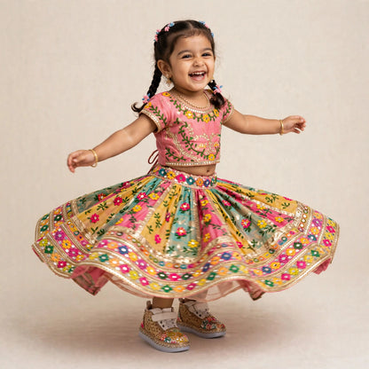 Multicolor Embroidered Sneakers for Baby Girls | Mirror Pearl Bridal Sneakers