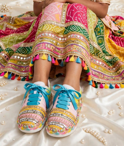 FUNKY N TRENDY Handcrafted Sneakers – Haldi Special / Navratri Sneakers Garba Special