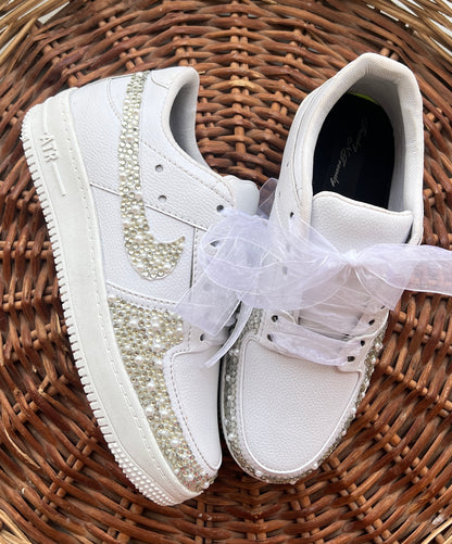 FUNKY N TRENDY rhinestone bridal sneakers / bridesmaid sneakers/ silver sneakers / silver shoes/stone sneakers studded shoes/ bride shoes/ embroidered shoes