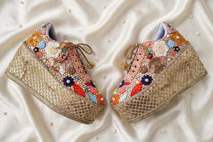 Floral Embroidery Bridal Sneakers – Elegant Wedding Shoes for Bride