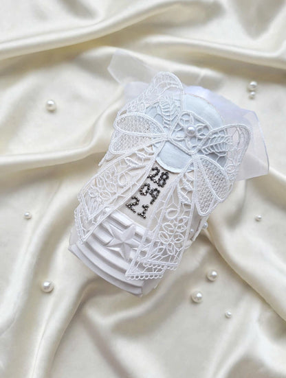 Funky N Trendy white thread work pearl work sneakers with floral detailing / bridal sneakers/ sneaker for bride / white sneakers/ pearl sneakers for bride/custom name initials / wedding date
