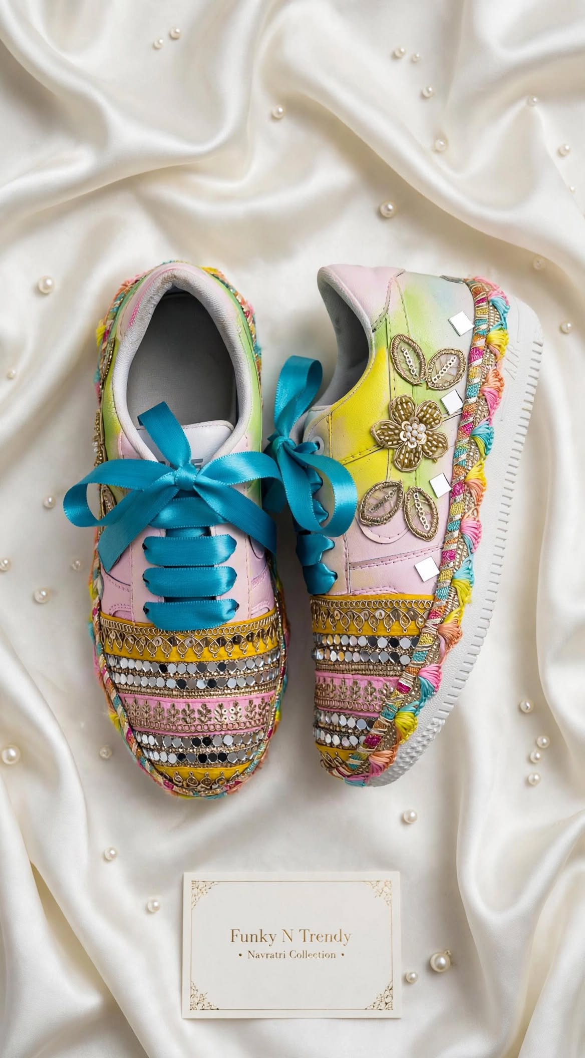 FUNKY N TRENDY Handcrafted Sneakers – Haldi Special / Navratri Sneakers Garba Special