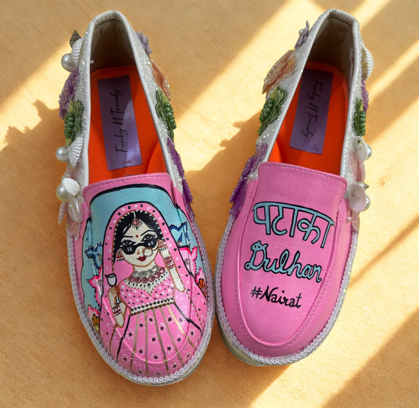 FUNKY N TRENDY Heeled Pataka Dulhan sneakers - wedge sneakers heeled sneakers/ Quirky sneakers/ Slip ons