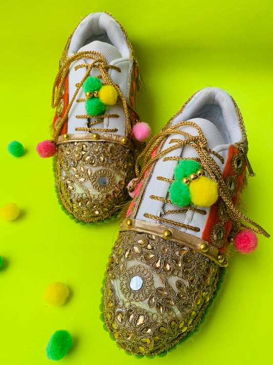 FUNKY N TRENDY boho theme hand work sneakers for brides / bridesmaids/ boho sneakers / bohemian sneakers / boho shoes/ multi colored sneakers/ Navratri collection/ Navratri sneakers