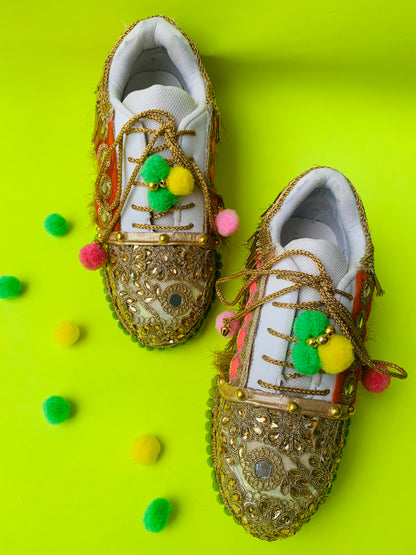 FUNKY N TRENDY boho theme hand work sneakers for brides / bridesmaids/ boho sneakers / bohemian sneakers / boho shoes/ multi colored sneakers/ Navratri collection/ Navratri sneakers