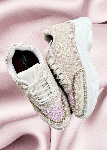 Funky N Trendy hand crafted purple theme bridal sneakers/ bridesmaid sneaker / lavender sneakers/ lavender floral theme sneakers / lavender shoes/ lilac sneakers