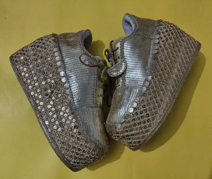 FUNKY N TRENDY Gold bridal sneakers - wedge sneakers heeled sneakers/ golden sneakers