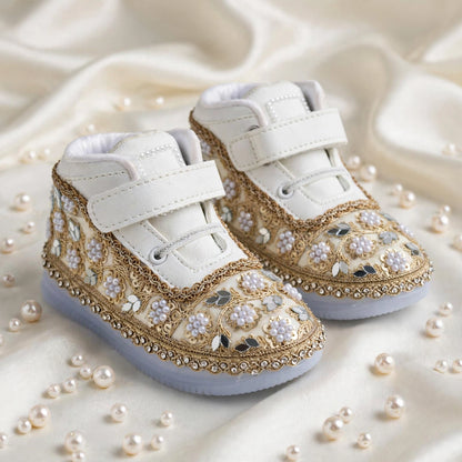 Sitara Noor – Pearl & Mirror Wedding Sneakers for Baby Girls & Flower Girls / Lahenga sneakers