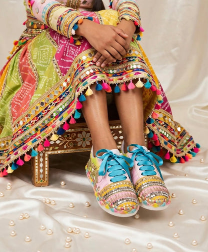 FUNKY N TRENDY Handcrafted Sneakers – Haldi Special / Navratri Sneakers Garba Special